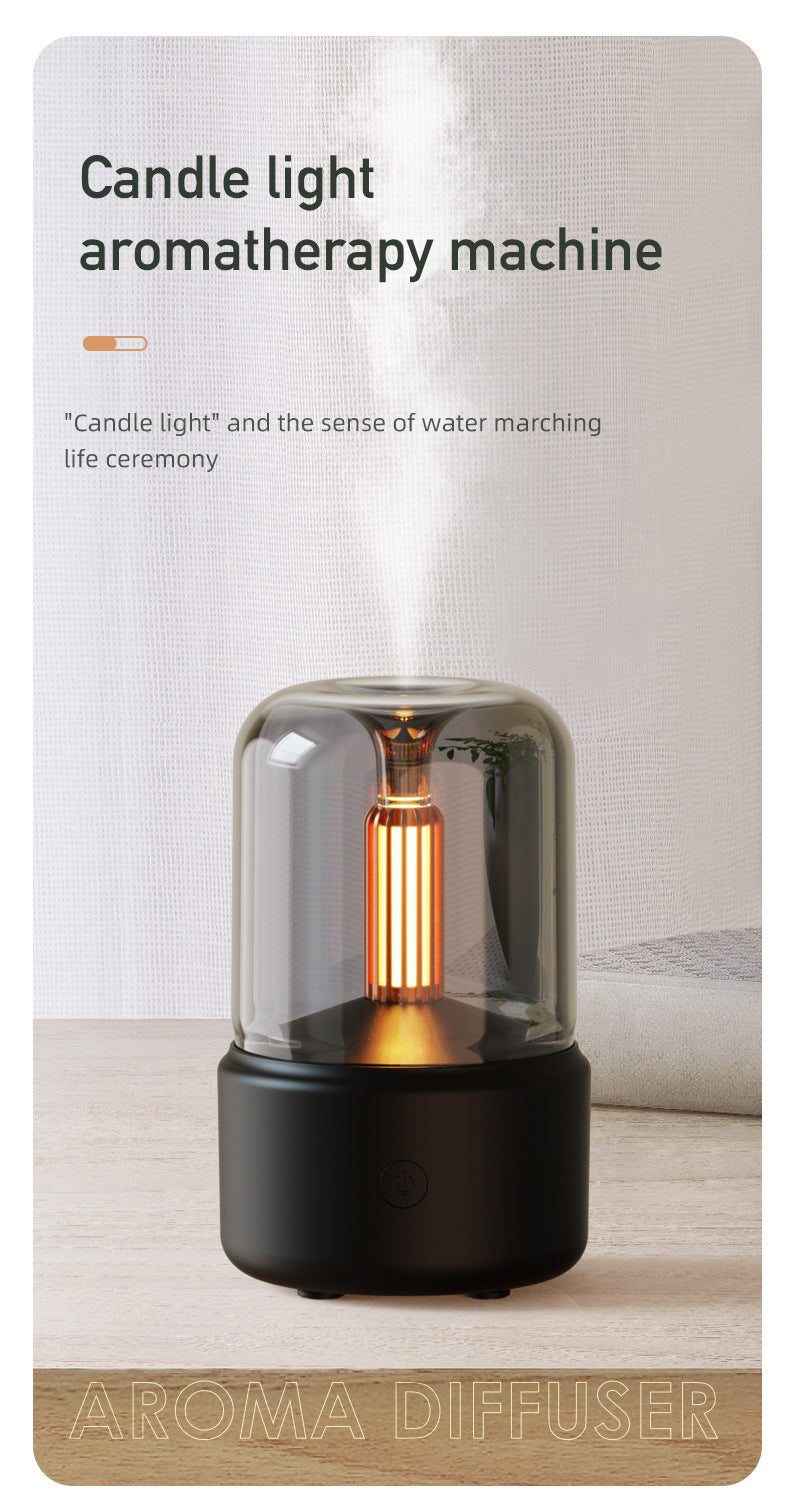 Black Creative Candleligh Aromatherapy Diffuser USB Desktop Ambient Candle Lamp Humidifier - Image 2