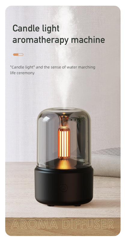 Black Creative Candleligh Aromatherapy Diffuser USB Desktop Ambient Candle Lamp Humidifier - Image 2