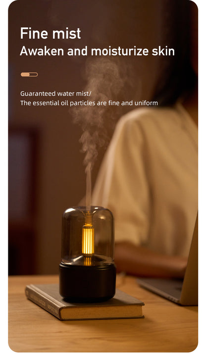 Black Creative Candleligh Aromatherapy Diffuser USB Desktop Ambient Candle Lamp Humidifier - Image 3