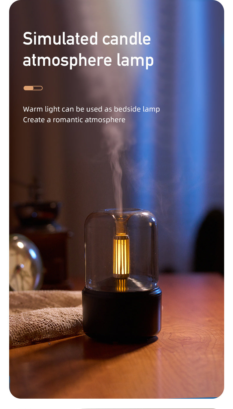 Black Creative Candleligh Aromatherapy Diffuser USB Desktop Ambient Candle Lamp Humidifier - Image 4