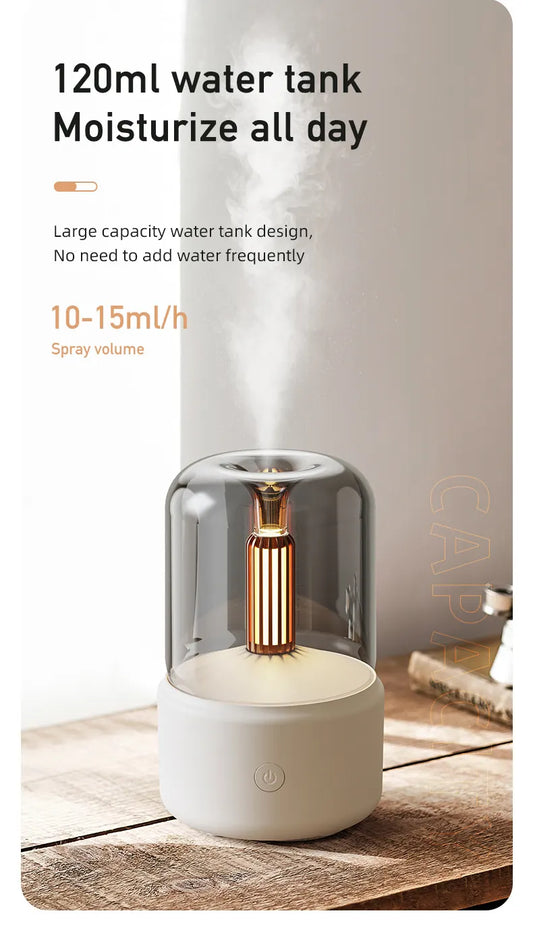Black Creative Candleligh Aromatherapy Diffuser USB Desktop Ambient Candle Lamp Humidifier - Image 5