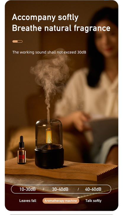Black Creative Candleligh Aromatherapy Diffuser USB Desktop Ambient Candle Lamp Humidifier - Image 6