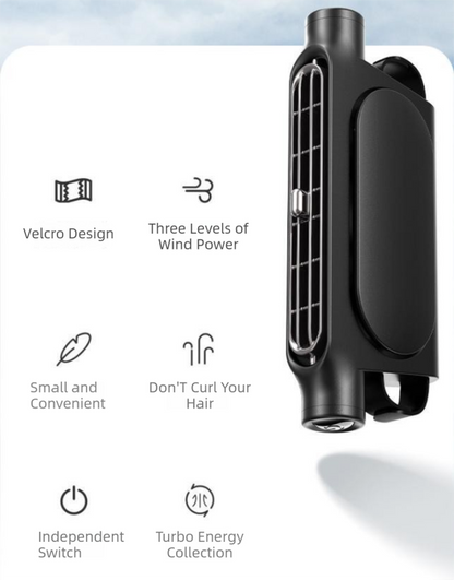 Black Car Seat Back Headrest Fan USB Powered Turbine Cooling Fan with 3 Adjustable Speeds - Image 4