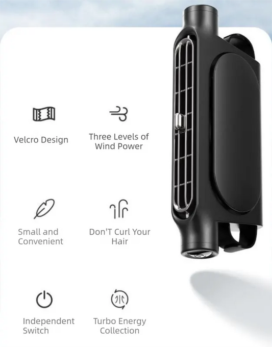White Car Seat Back Headrest Fan USB Powered Turbine Cooling Fan with 3 Adjustable Speeds - Image 3