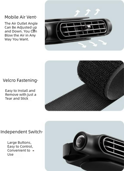 Beige Car Seat Back Headrest Fan USB Powered Turbine Cooling Fan with 3 Adjustable Speeds - Image 6