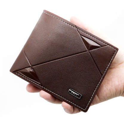 Brown Men's PU Leather Bifold Wallet - Slim Short Design with Zipper Coin Pocket - Multi Card Slots and ID Window for Everyday Use - Image 3