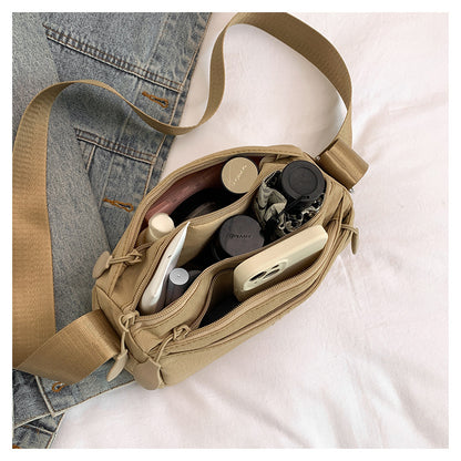 Black Women's Lightweight Nylon Crossbody Bag - Multi-Layer Shoulder Purse with Adjustable Strap for Casual Travel and Daily Use - Image 6