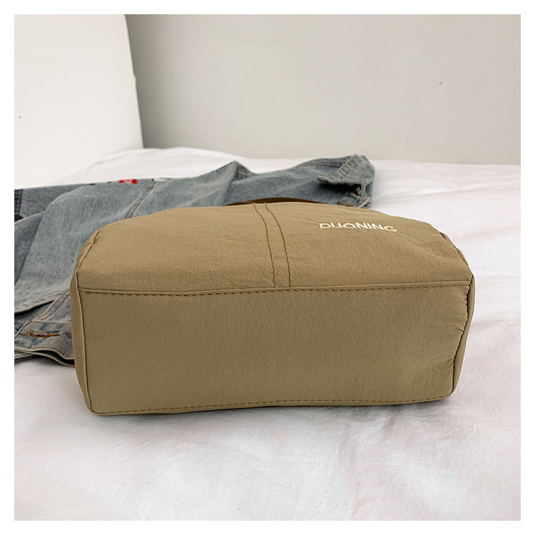 Khaki Women's Lightweight Nylon Crossbody Bag - Multi-Layer Shoulder Purse with Adjustable Strap for Casual Travel and Daily Use - Image 3