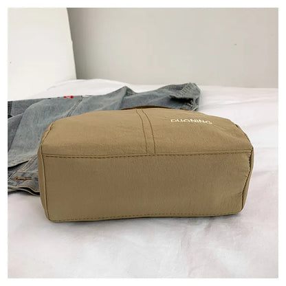 Khaki Women's Lightweight Nylon Crossbody Bag - Multi-Layer Shoulder Purse with Adjustable Strap for Casual Travel and Daily Use - Image 3
