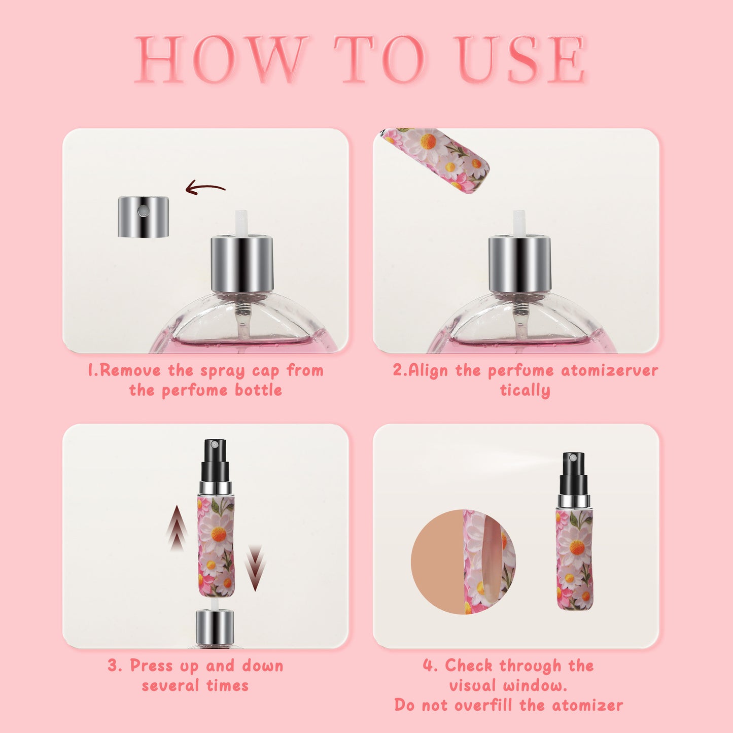 Random Color 3 Pcs Portable 5ml Perfume Atomiser Keychain - Refillable Floral Spray Bottle with Butterfly Charm for Travel & Handbag - Image 6