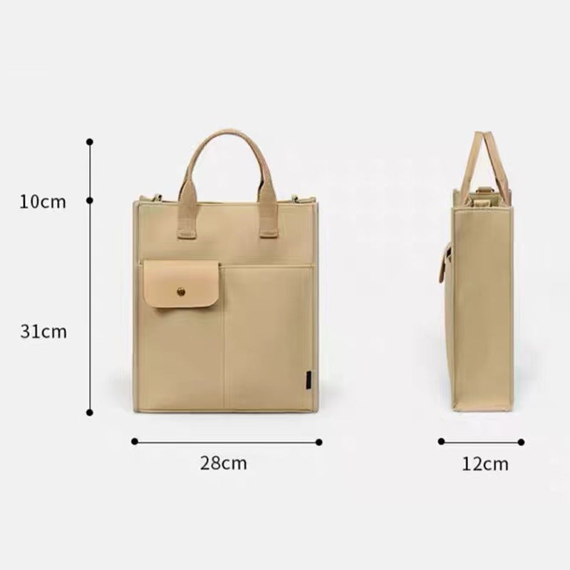 Black Unisex Canvas Tote Bag - Structured Vertical Shoulder Satchel with Front Pocket - Lightweight Crossbody for Work, Uni & Daily Commute - Image 5
