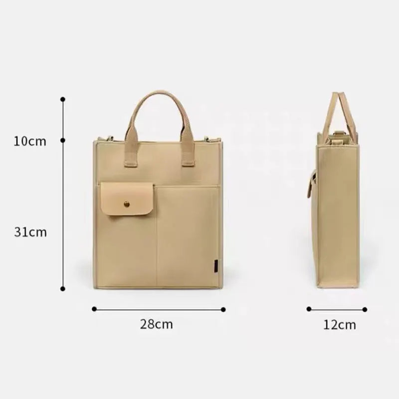 Black Unisex Canvas Tote Bag - Structured Vertical Shoulder Satchel with Front Pocket - Lightweight Crossbody for Work, Uni & Daily Commute - Image 5