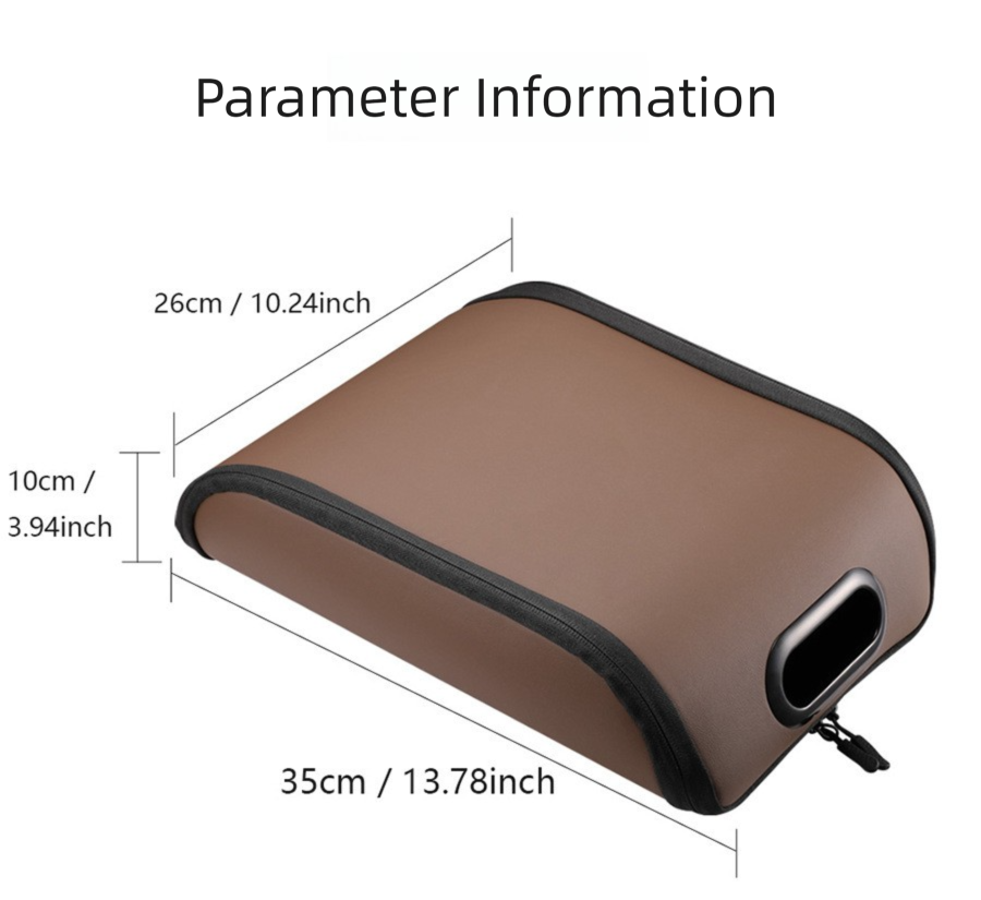 Brown Premium Car Under-Seat Shoe Organiser Box - PVC Leather Storage Case with Anti-Slip Velcro Fixation - Space Saving Vehicle Interior Solution - Image 4