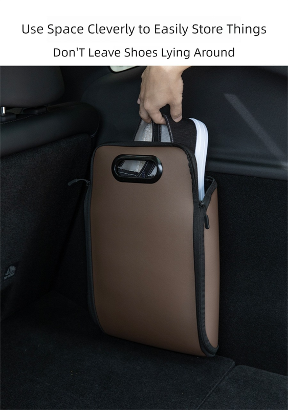 Black Premium Car Under-Seat Shoe Organiser Box - PVC Leather Storage Case with Anti-Slip Velcro Fixation - Space Saving Vehicle Interior Solution - Image 3