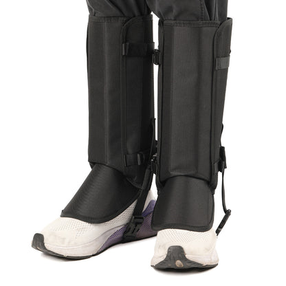 Black Outdoor Waterproof Leg Gaiters - Anti-Snake Bite & Scratch Protection Boot Covers - Breathable Nylon Oxford Leg Guards for Hiking Camping