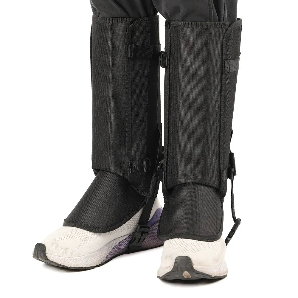 Black Outdoor Waterproof Leg Gaiters - Anti-Snake Bite & Scratch Protection Boot Covers - Breathable Nylon Oxford Leg Guards for Hiking Camping