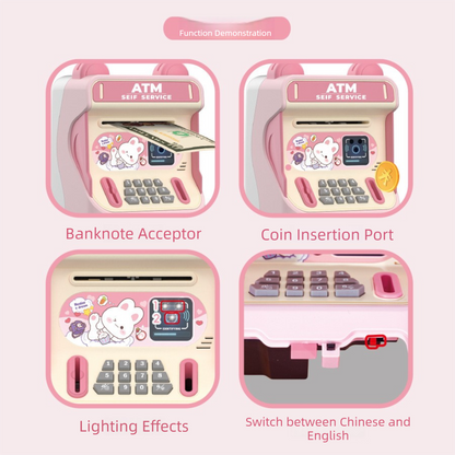 Blue Kids Electronic ATM Piggy Bank - Password Safe Box with Auto Scroll & Music - Educational Saving Toy - Image 3