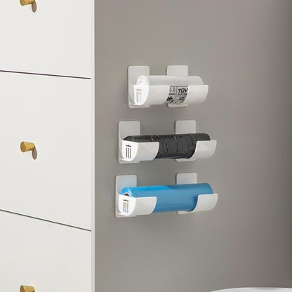Grey 10 Pairs Self-Adhesive Wall Mount Storage Holders - Drill-Free Plastic Organiser Racks for Garbage Bags Cling Wrap & Umbrellas - Rental Friendly Kitchen Accessories - Image 3