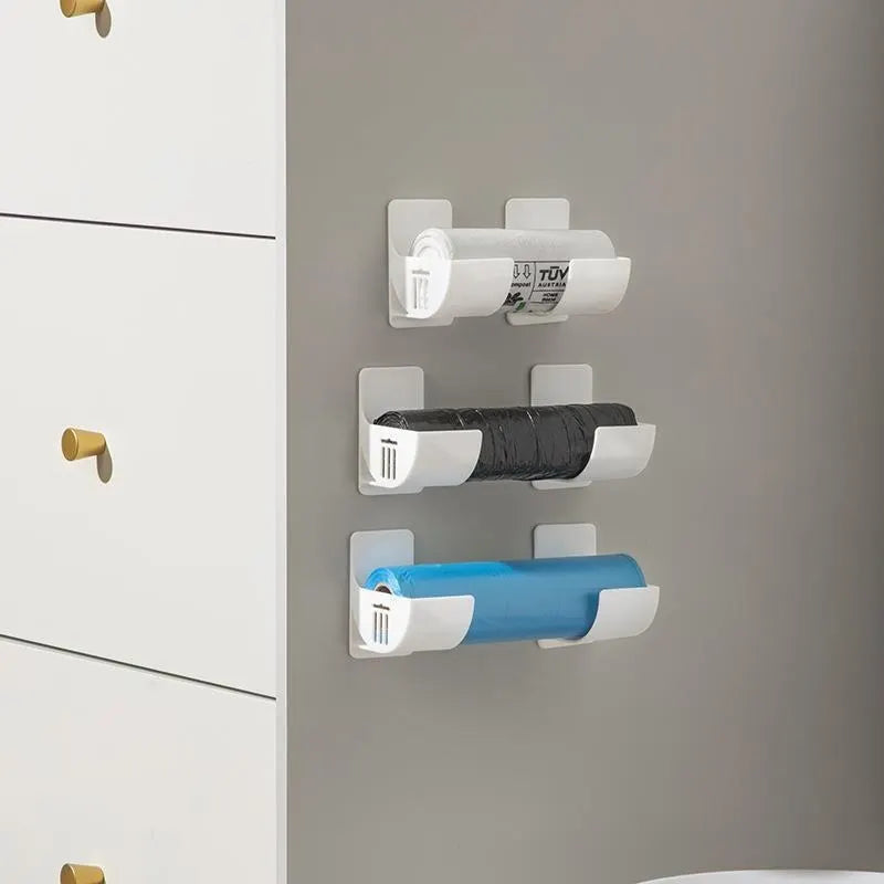 Grey 10 Pairs Self-Adhesive Wall Mount Storage Holders - Drill-Free Plastic Organiser Racks for Garbage Bags Cling Wrap & Umbrellas - Rental Friendly Kitchen Accessories - Image 3