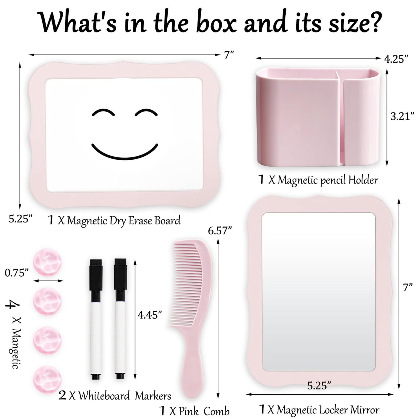 10-Piece Pink Magnetic Locker Organiser Set - Mirror, Whiteboard, Storage Box & Accessories - Back to School Kit - Image 5