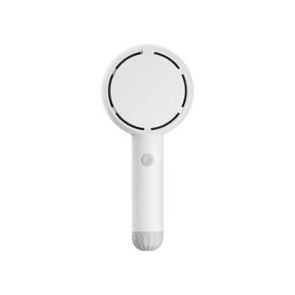 White 2-in-1 Handheld Fan with LED Makeup Mirror - Portable USB Rechargeable Beauty Light Fan with Desktop Base - 3 Speed Quiet Airflow for Travel & Summer - Image 2