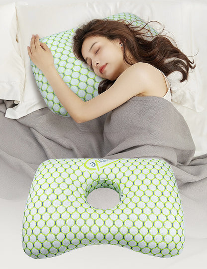 Green Ergonomic Ear Pillow with Hole for Side Sleepers - Pressure Relief Cushion for Ear Pain, Piercings & CNH - Washable Cover - Image 2