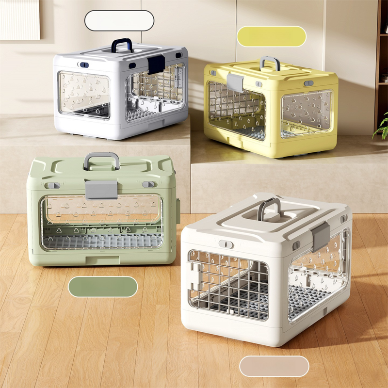Green Premium Foldable Pet Carrier Crate - Breathable Aviation Travel Box for Cats & Small Dogs up to 10kg - Portable Car & Flight Transport Case - Image 2