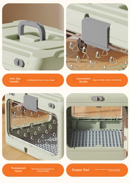 Blue Premium Foldable Pet Carrier Crate - Breathable Aviation Travel Box for Cats & Small Dogs up to 10kg - Portable Car & Flight Transport Case - Image 4