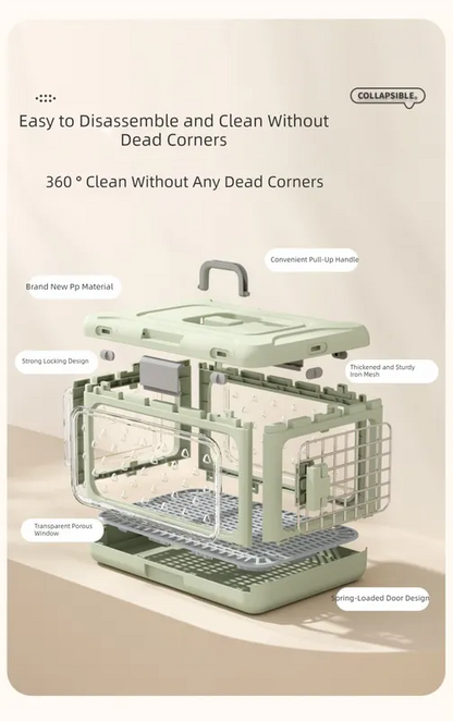 Yellow Premium Foldable Pet Carrier Crate - Breathable Aviation Travel Box for Cats & Small Dogs up to 10kg - Portable Car & Flight Transport Case - Image 5