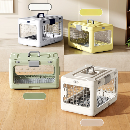 Grey Premium Foldable Pet Carrier Crate - Breathable Aviation Travel Box for Cats & Small Dogs up to 10kg - Portable Car & Flight Transport Case - Image 2
