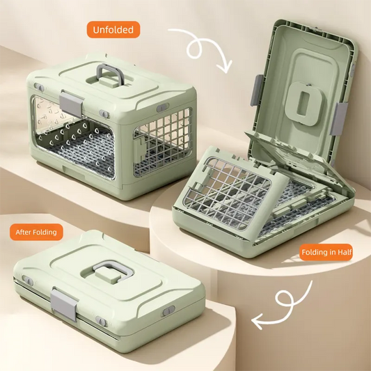 Grey Premium Foldable Pet Carrier Crate - Breathable Aviation Travel Box for Cats & Small Dogs up to 10kg - Portable Car & Flight Transport Case - Image 3