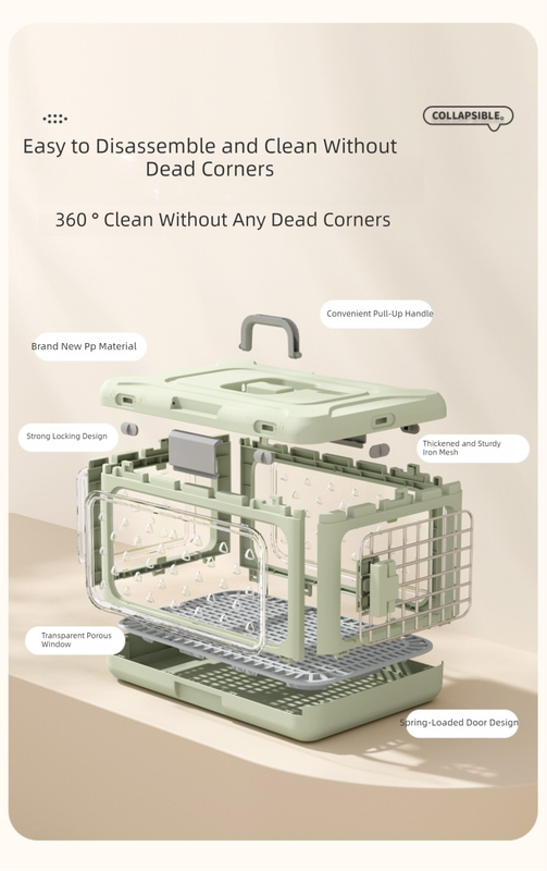 Grey Premium Foldable Pet Carrier Crate - Breathable Aviation Travel Box for Cats & Small Dogs up to 10kg - Portable Car & Flight Transport Case - Image 5