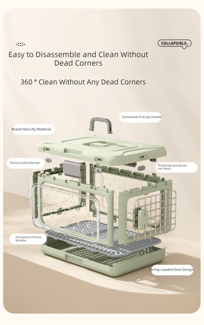 Grey Premium Foldable Pet Carrier Crate - Breathable Aviation Travel Box for Cats & Small Dogs up to 10kg - Portable Car & Flight Transport Case - Image 5