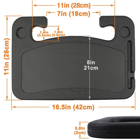 Grey Portable Car Steering Wheel Tray - 2-in-1 Dual Sided Laptop Desk & Food Table with Cup Holder - Universal Auto Interior Accessory for Travel & Mobile Work - Image 5