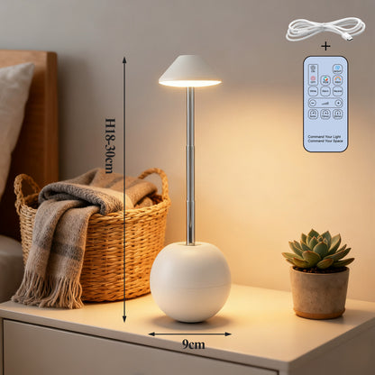White Creative Tumbler LED Night Light - Rechargeable RGB Desk Lamp with Remote Control - Height Adjustable, Brightness Adjustable, Bedside Ambient Light - Image 2