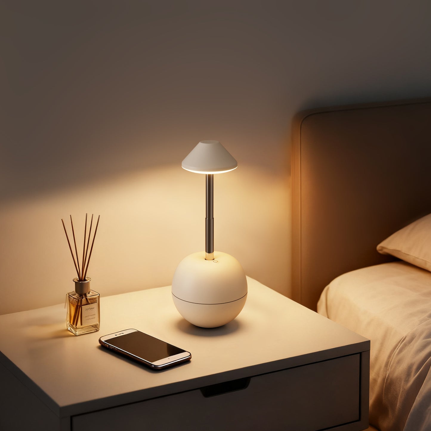 White Creative Tumbler LED Night Light - Rechargeable RGB Desk Lamp with Remote Control - Height Adjustable, Brightness Adjustable, Bedside Ambient Light - Image 6