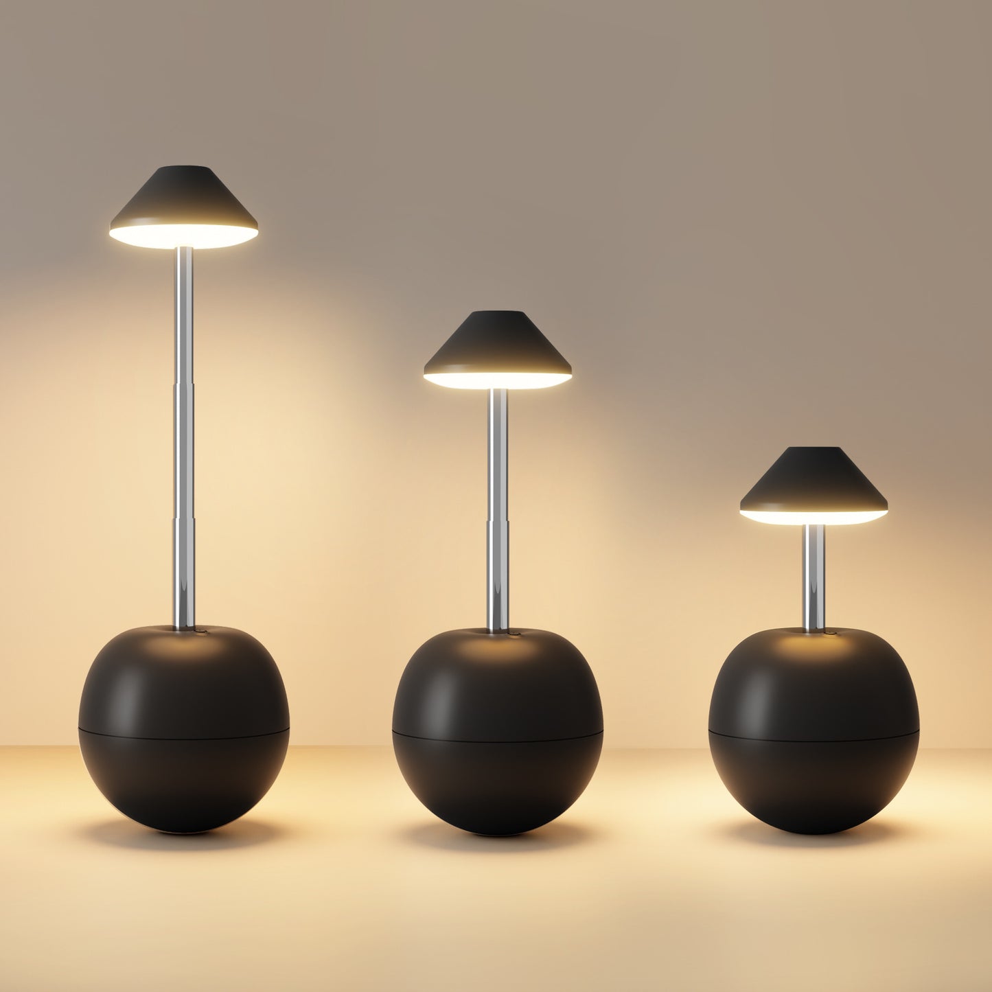Black Creative Tumbler LED Night Light - Rechargeable RGB Desk Lamp with Remote Control - Height Adjustable, Brightness Adjustable, Bedside Ambient Light - Image 3