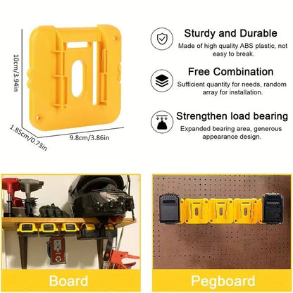Yellow 5 Pack Battery Mount Holder for Dewalt 18V 20V 60V Lithium Batteries - Heavy Duty ABS Wall Storage Rack - Workshop Garage Organiser - Image 3