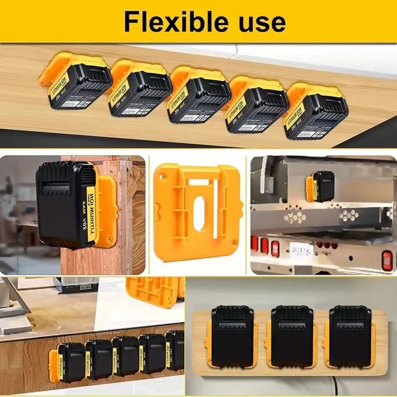 Yellow 5 Pack Battery Mount Holder for Dewalt 18V 20V 60V Lithium Batteries - Heavy Duty ABS Wall Storage Rack - Workshop Garage Organiser - Image 4