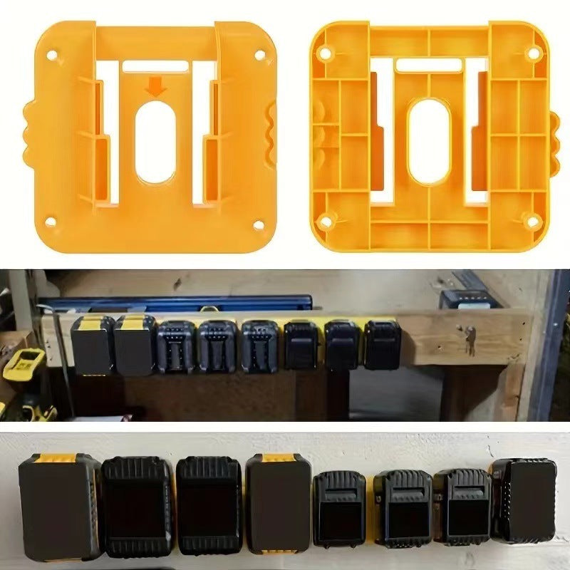 Yellow 5 Pack Battery Mount Holder for Dewalt 18V 20V 60V Lithium Batteries - Heavy Duty ABS Wall Storage Rack - Workshop Garage Organiser - Image 5