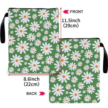Green Floral pattern book cover with zippered pocket - Lightweight polyester book cover, suitable for books and tablets(BS001) - Image 3
