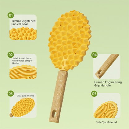 Green and Yellow Pet Durian Massage Comb 2-Pack - Cat Deshedding Brush with Dual-Sided TPR Design for Soft Skin and Fur Cleaning - Image 5
