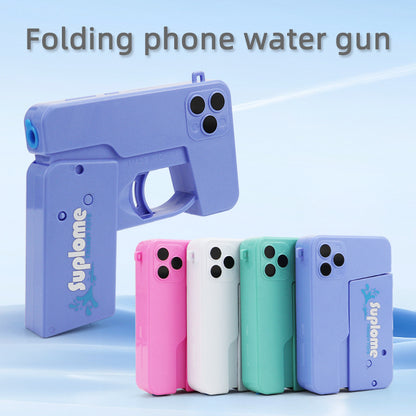 2 Pcs Grey Mini Foldable Phone Water Gun - Portable Dual-Nozzle Spray Toy for Summer Fun and Stress Relief - Image 2