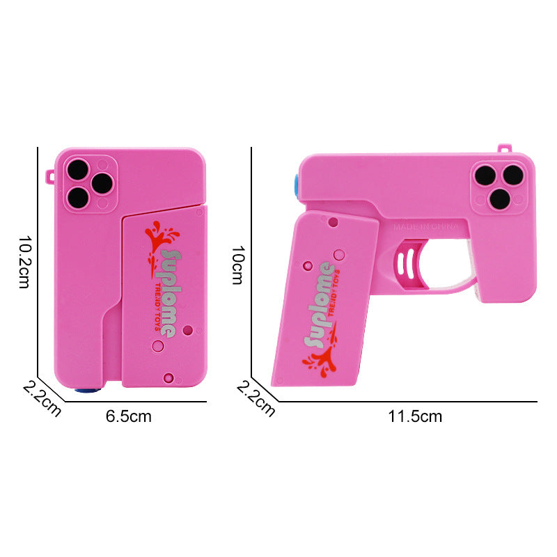 2 Pcs Grey Mini Foldable Phone Water Gun - Portable Dual-Nozzle Spray Toy for Summer Fun and Stress Relief - Image 5