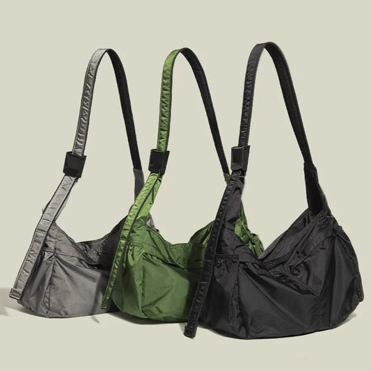 Grey Large Capacity Nylon Tote Bag - Water Resistant Casual Shoulder Bag for Daily Use and Outdoor Activities - Image 2