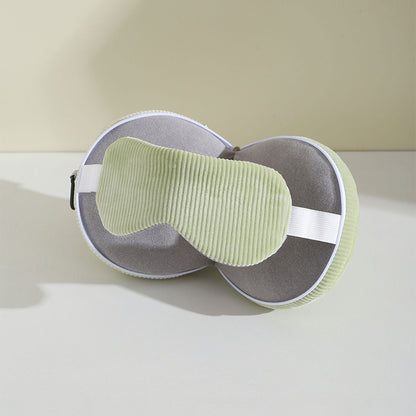 Green and Grey 3-in-1 Foldable Sleep Eye Mask with Neck Pillow - Compact Travel Pillow for Airplane, Office Naps and Restful Sleep
