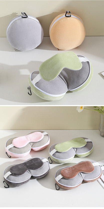 Green and Grey 3-in-1 Foldable Sleep Eye Mask with Neck Pillow - Compact Travel Pillow for Airplane, Office Naps and Restful Sleep - Image 7