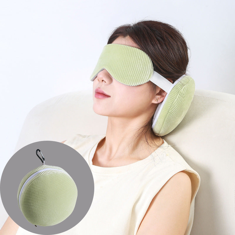 Pink and Grey 3-in-1 Foldable Sleep Eye Mask with Neck Pillow - Compact Travel Pillow for Airplane, Office Naps and Restful Sleep - Image 2
