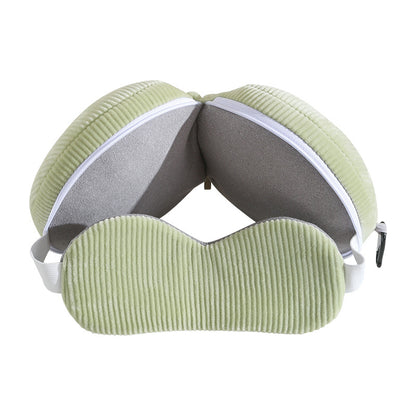 Pink and Grey 3-in-1 Foldable Sleep Eye Mask with Neck Pillow - Compact Travel Pillow for Airplane, Office Naps and Restful Sleep - Image 3