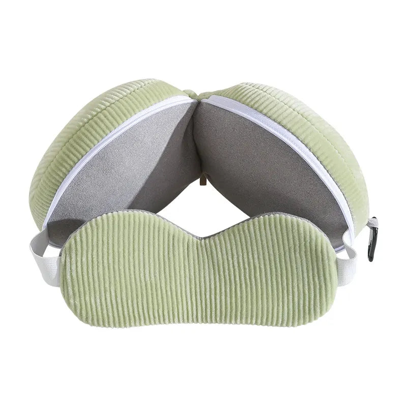 Pink and Grey 3-in-1 Foldable Sleep Eye Mask with Neck Pillow - Compact Travel Pillow for Airplane, Office Naps and Restful Sleep - Image 3